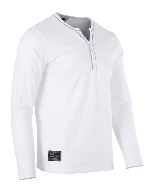 ZIMEGO - Mens Long Sleeve Modern Henley Shirts Casual Henley V Neck