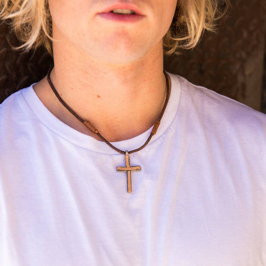 Aadi Cross on Leather Men's Necklace