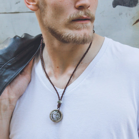 Aadi Om Charm with Twine Men's Necklace