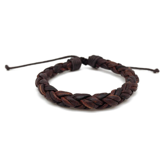 Anju Jewelry - Aadi Leather Round Wrapped Braid Pull Tie Men's Bracelet