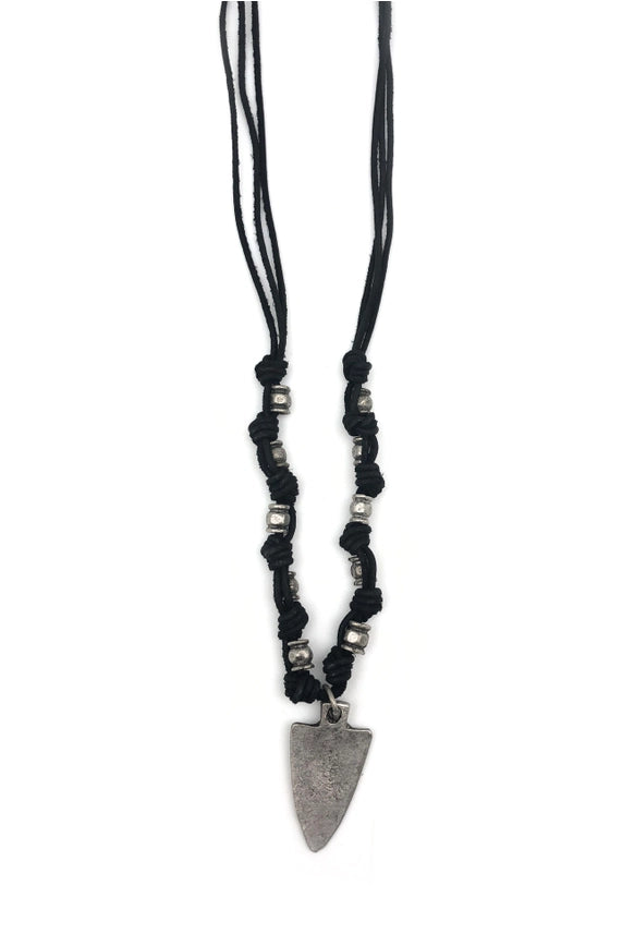 Aadi Smooth Arrowhead On Knotted Leather Men's Necklace