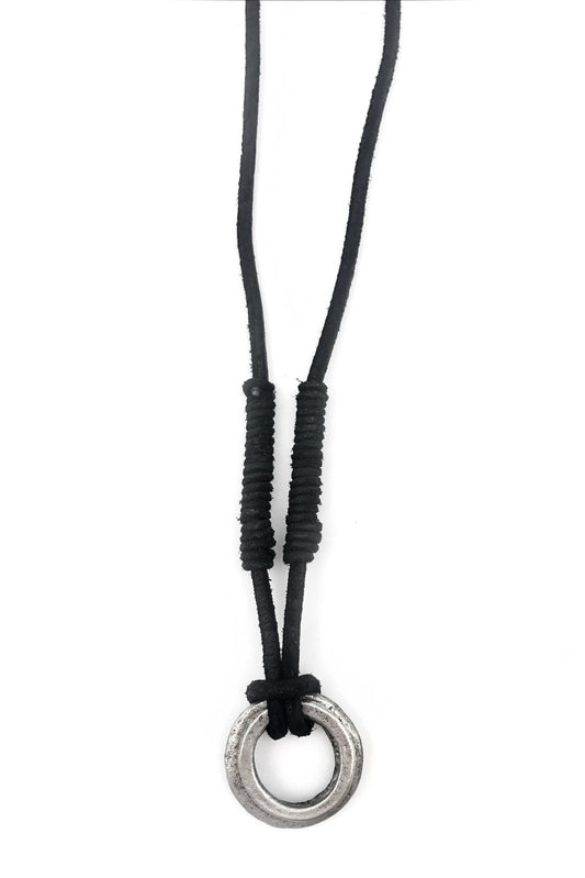 Aadi Black Leather Men's Necklace