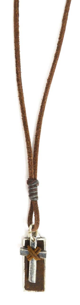 Aadi Leather Rectangle Men's Necklace