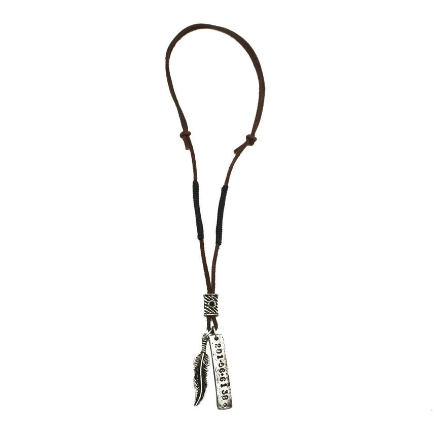 Aadi Silver Coordinates and Feather Men's Necklace