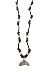 Aadi Whale Tail On Knotted Leather with Beads Men's Necklace