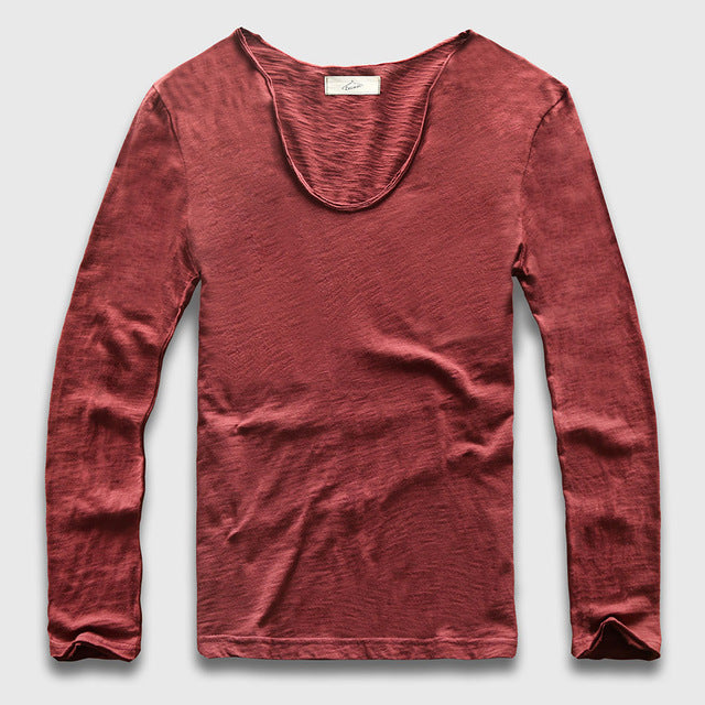 Slim V-Neck Long Sleeve T-Shirt, Top, Mainstreet Male, Mainstreet Male