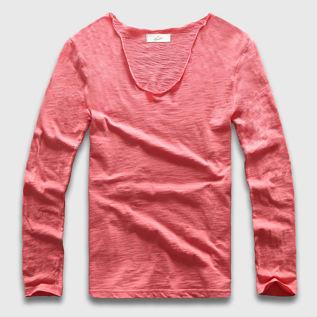 Slim V-Neck Long Sleeve T-Shirt, Top, Mainstreet Male, Mainstreet Male