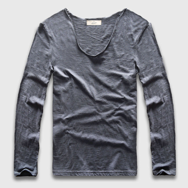 Slim V-Neck Long Sleeve T-Shirt, Top, Mainstreet Male, Mainstreet Male