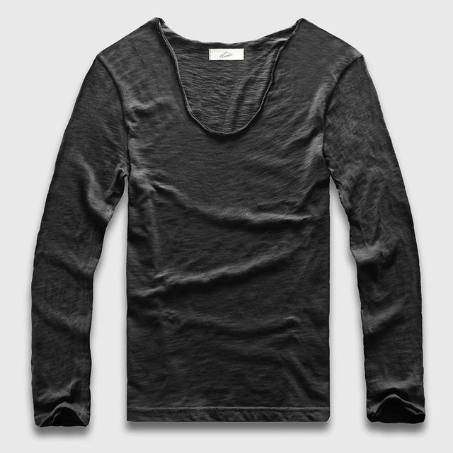 Slim V-Neck Long Sleeve T-Shirt, Top, Mainstreet Male, Mainstreet Male