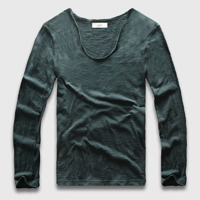 Slim V-Neck Long Sleeve T-Shirt, Top, Mainstreet Male, Mainstreet Male