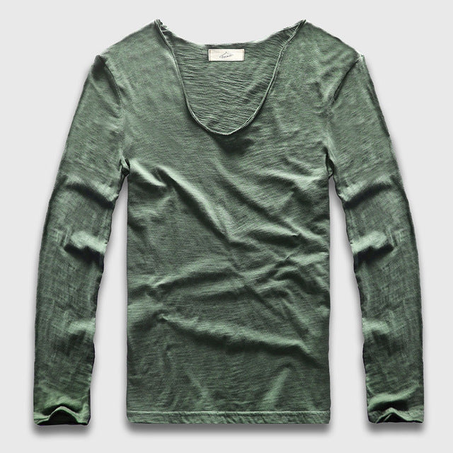 Slim V-Neck Long Sleeve T-Shirt, Top, Mainstreet Male, Mainstreet Male
