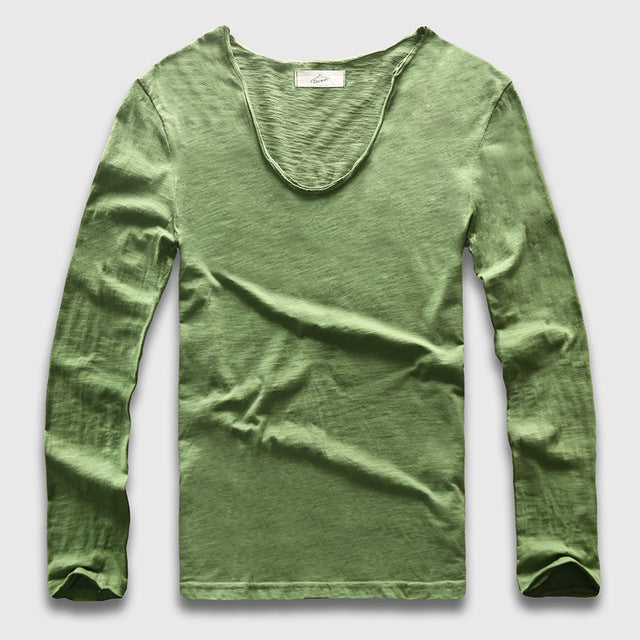 Slim V-Neck Long Sleeve T-Shirt, Top, Mainstreet Male, Mainstreet Male
