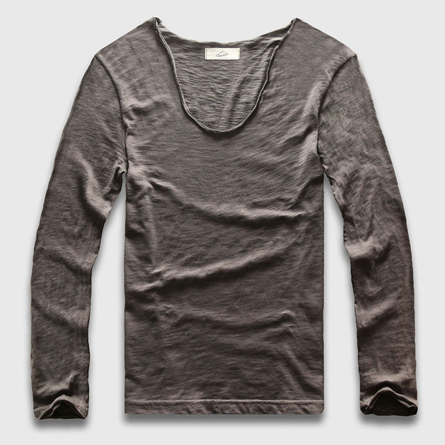 Slim V-Neck Long Sleeve T-Shirt, Top, Mainstreet Male, Mainstreet Male