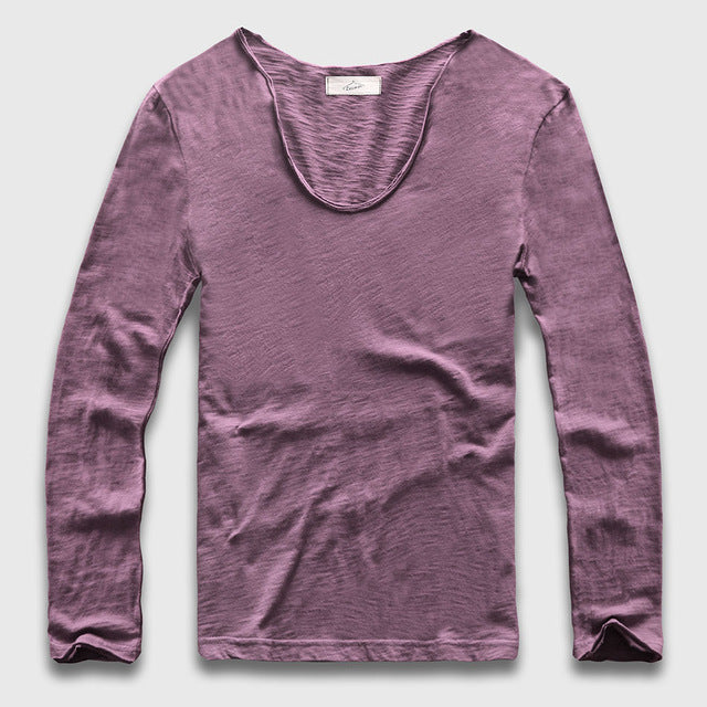 Slim V-Neck Long Sleeve T-Shirt, Top, Mainstreet Male, Mainstreet Male