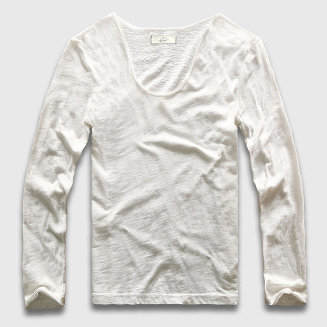 Slim V-Neck Long Sleeve T-Shirt, Top, Mainstreet Male, Mainstreet Male