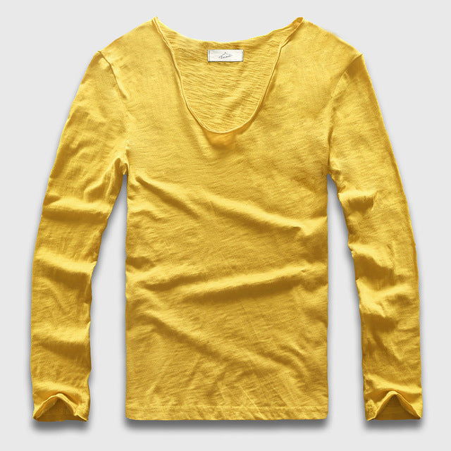 Slim V-Neck Long Sleeve T-Shirt, Top, Mainstreet Male, Mainstreet Male