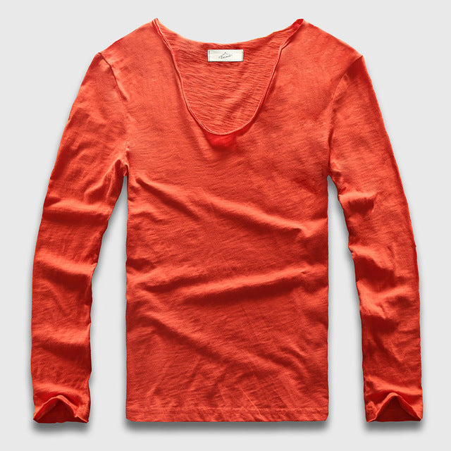 Slim V-Neck Long Sleeve T-Shirt, Top, Mainstreet Male, Mainstreet Male