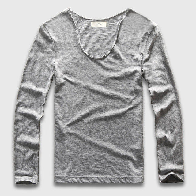 Slim V-Neck Long Sleeve T-Shirt, Top, Mainstreet Male, Mainstreet Male