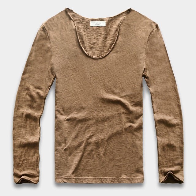 Slim V-Neck Long Sleeve T-Shirt, Top, Mainstreet Male, Mainstreet Male