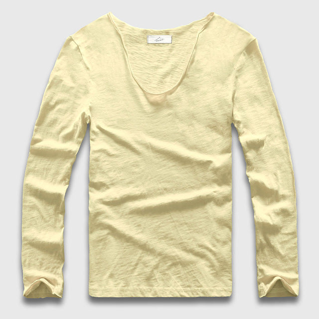 Slim V-Neck Long Sleeve T-Shirt, Top, Mainstreet Male, Mainstreet Male
