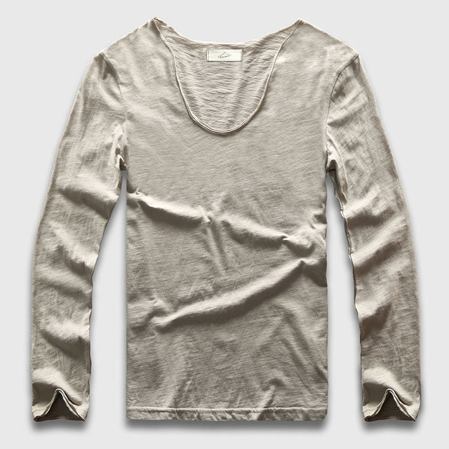Slim V-Neck Long Sleeve T-Shirt, Top, Mainstreet Male, Mainstreet Male
