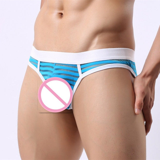 Sheer Stripes Backless Brief (5 Colors), Underwear, Mainstreet Male, Mainstreet Male