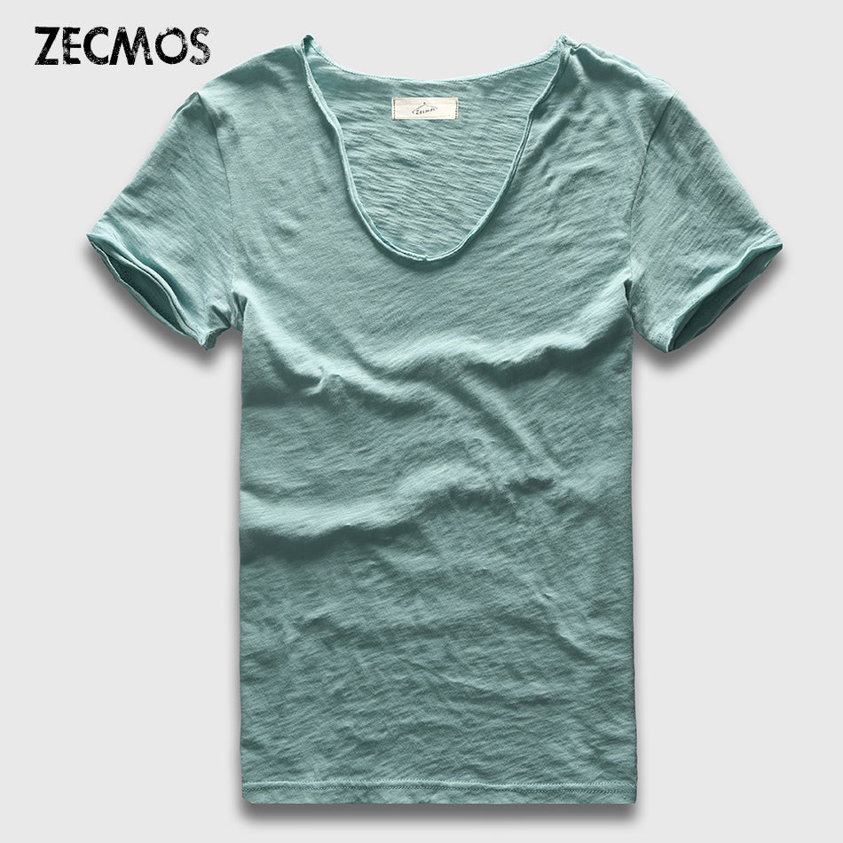 Plain Casual Slim V-Neck T-Shirt, Top, Mainstreet Male, Mainstreet Male