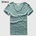 Plain Casual Slim V-Neck T-Shirt, Top, Mainstreet Male, Mainstreet Male