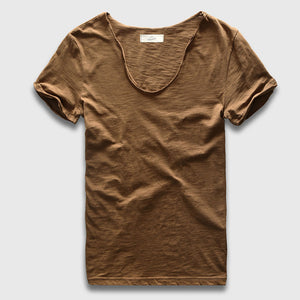 Plain Casual Slim V-Neck T-Shirt, Top, Mainstreet Male, Mainstreet Male