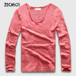 Slim V-Neck Long Sleeve T-Shirt, Top, Mainstreet Male, Mainstreet Male