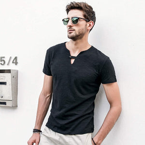 GustOmerD Slim Fit Button Strap V-Neck T-Shirt (3 Colors), Tops, Mainstreet Male, Mainstreet Male