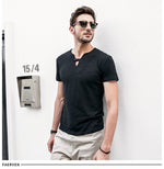 GustOmerD Slim Fit Button Strap V-Neck T-Shirt (3 Colors), Tops, Mainstreet Male, Mainstreet Male