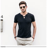 GustOmerD Slim Fit Button Strap V-Neck T-Shirt (3 Colors), Tops, Mainstreet Male, Mainstreet Male