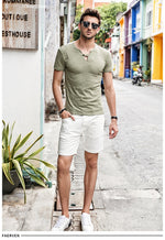 GustOmerD Slim Fit Button Strap V-Neck T-Shirt (3 Colors), Tops, Mainstreet Male, Mainstreet Male