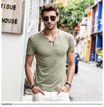 GustOmerD Slim Fit Button Strap V-Neck T-Shirt (3 Colors), Tops, Mainstreet Male, Mainstreet Male
