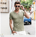 GustOmerD Slim Fit Button Strap V-Neck T-Shirt (3 Colors), Tops, Mainstreet Male, Mainstreet Male