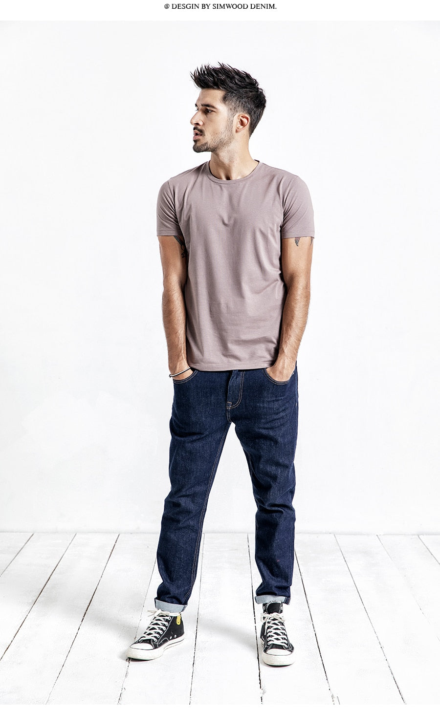 SIMWOOD Solid Slim Basic T-Shirt (3 Colors), Tops, Mainstreet Male, Mainstreet Male